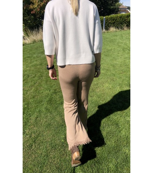 Pantalon frangé camel