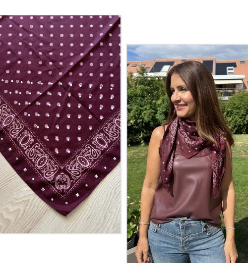 Carré bandana studs bordeaux